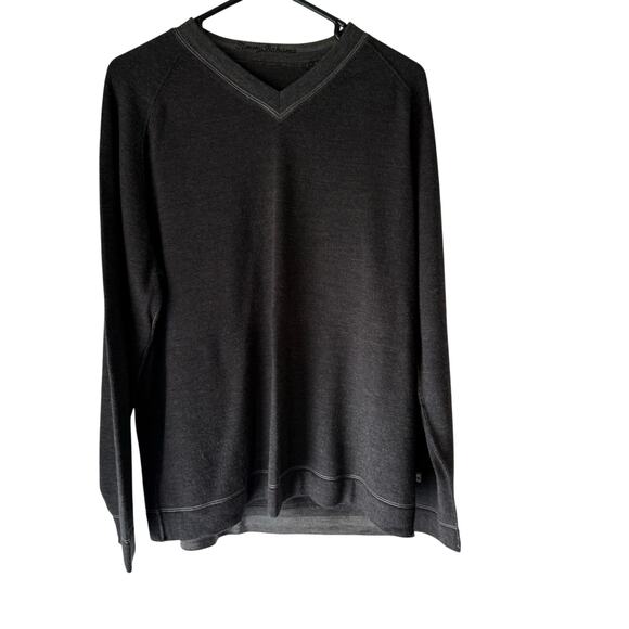 Tommy Bahama Size M Grey 100% Merino Wool V Neck Sweater Preppy Old Money - Picture 1 of 8